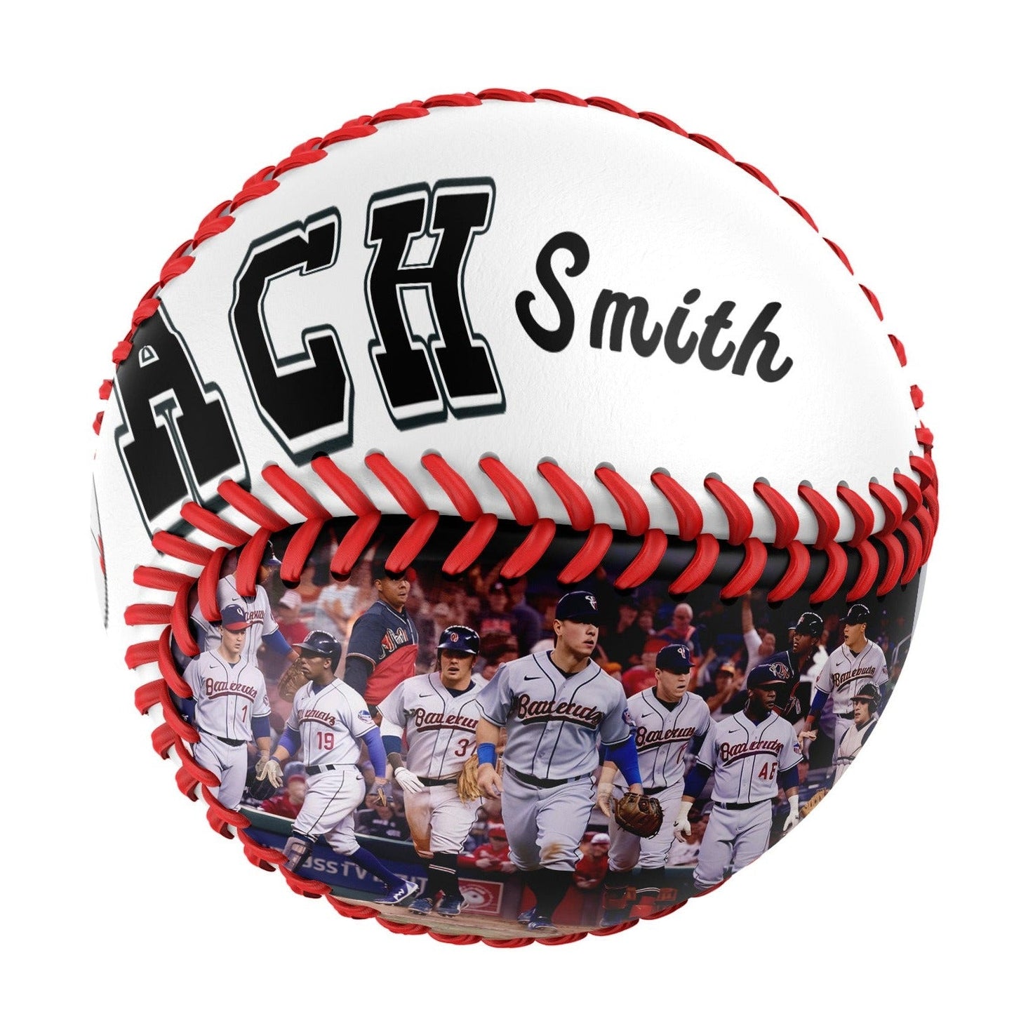 Personalized White Coach Gift Photo Baseballs