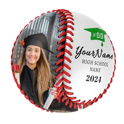 Custom White High School Graduation Photo Baseballs