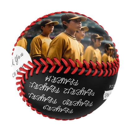 Personalized Black Thanks Coach Gift Photo Baseballs