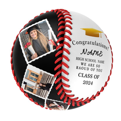 Custom White Graduation 5 Photo Baseballs