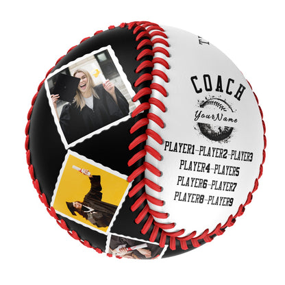 Personalized Black White Thanks Coach Gift Photo Baseballs