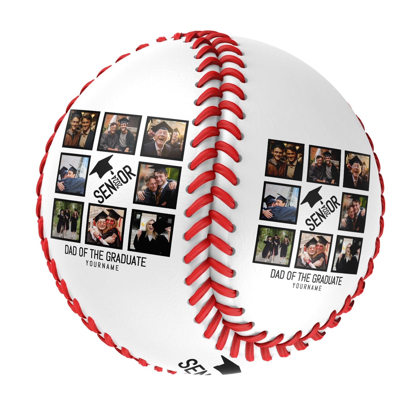 Custom White Dad Of The Graduate Photo Baseballs