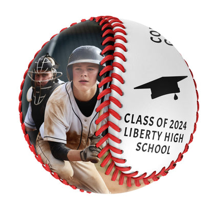 Custom White Graduation 2 Photo Baseballs