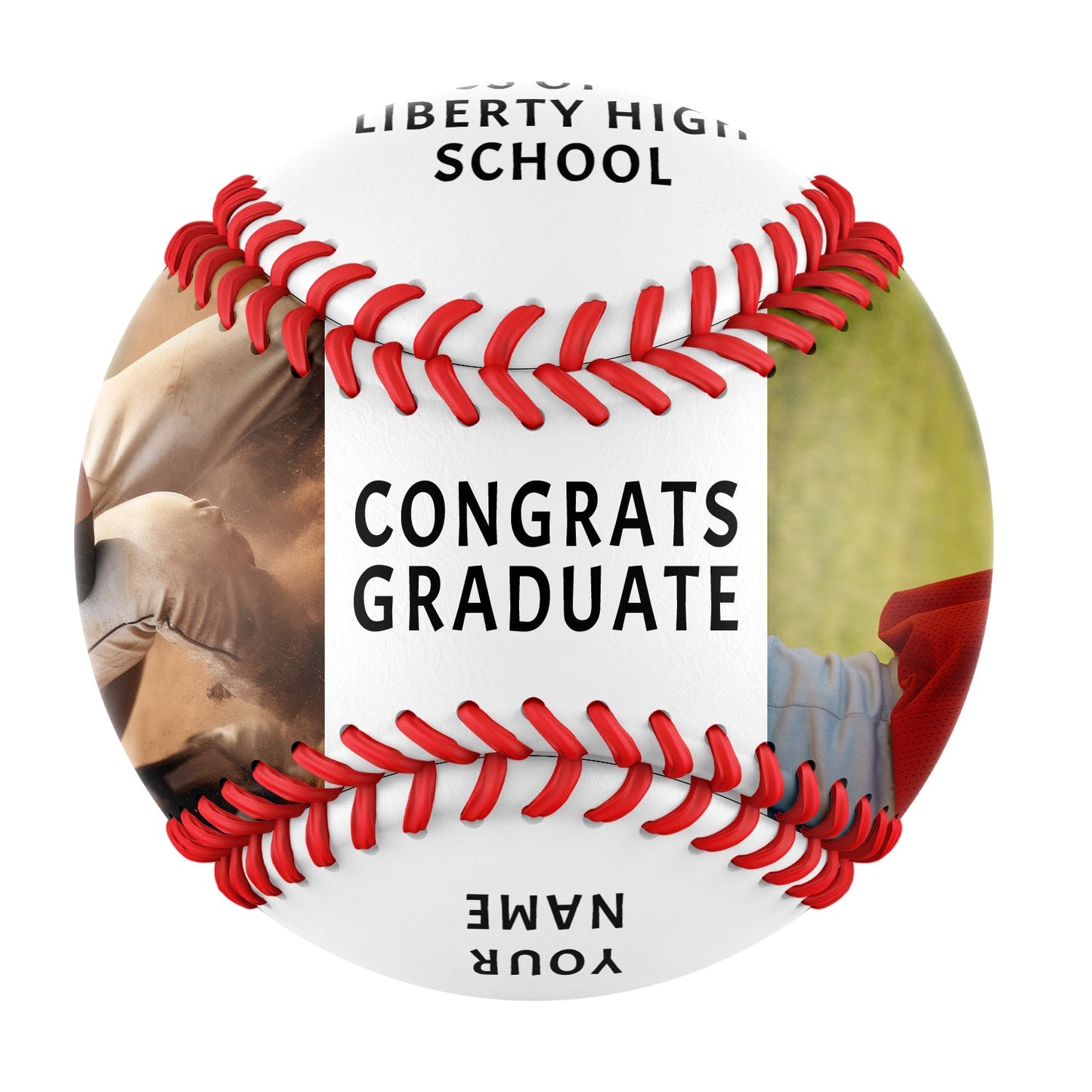 Custom White Graduation 2 Photo Baseballs