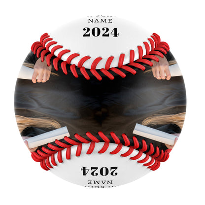 Custom White High School Graduation Photo Baseballs