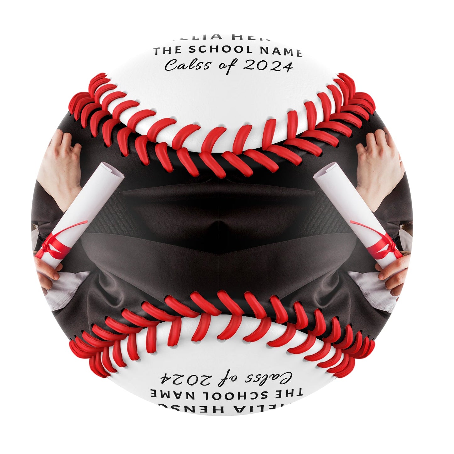 Custom White Graduation Photo Baseballs