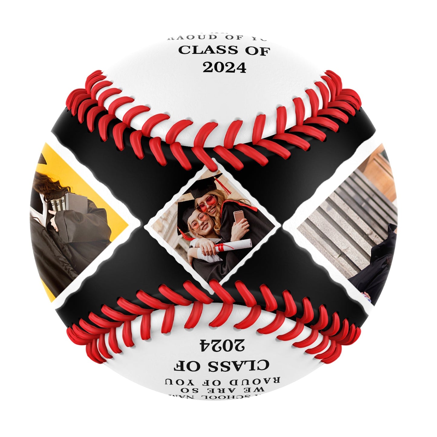 Custom White Graduation 5 Photo Baseballs