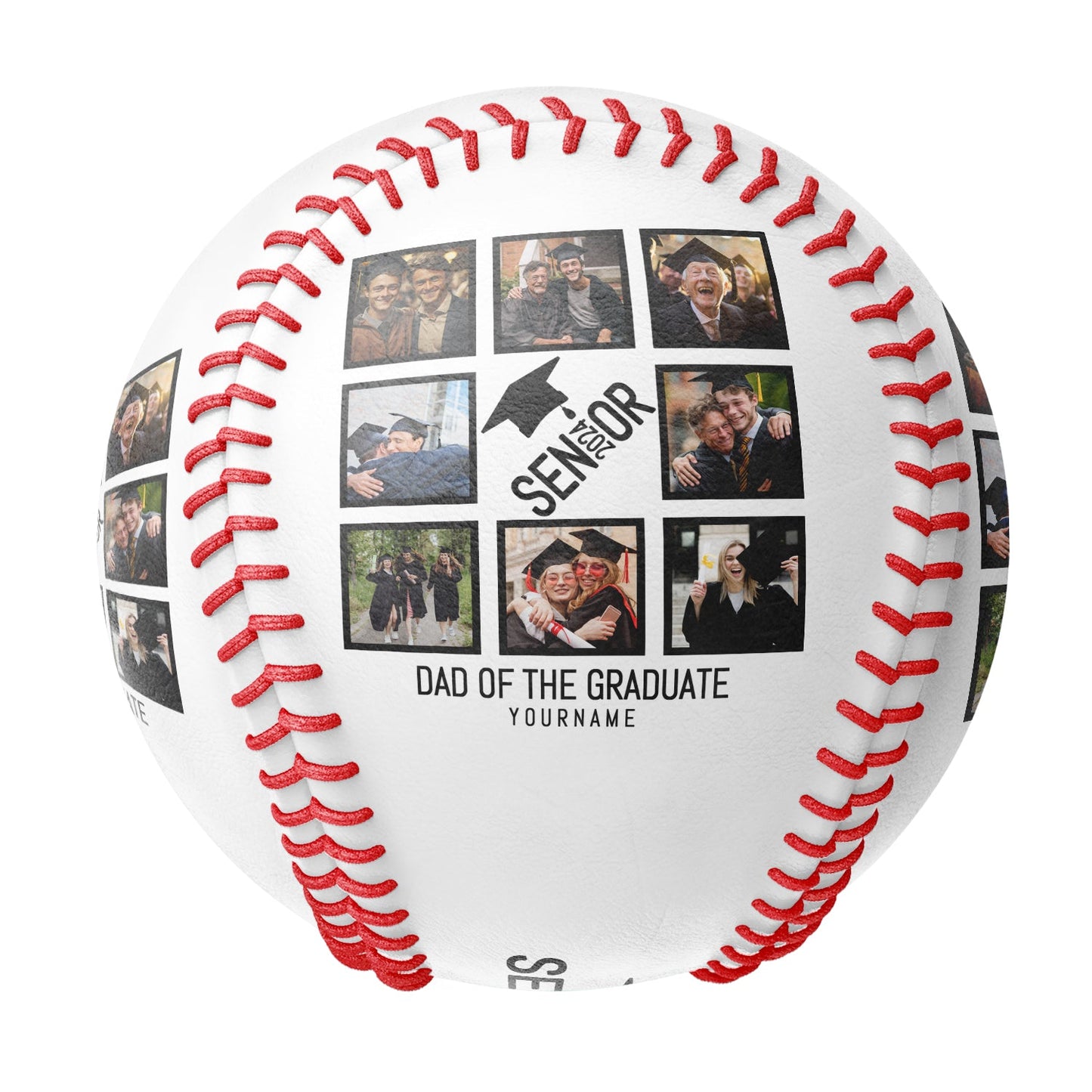 Custom White Dad Of The Graduate Photo Baseballs