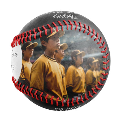 Personalized Black Thanks Coach Gift Photo Baseballs