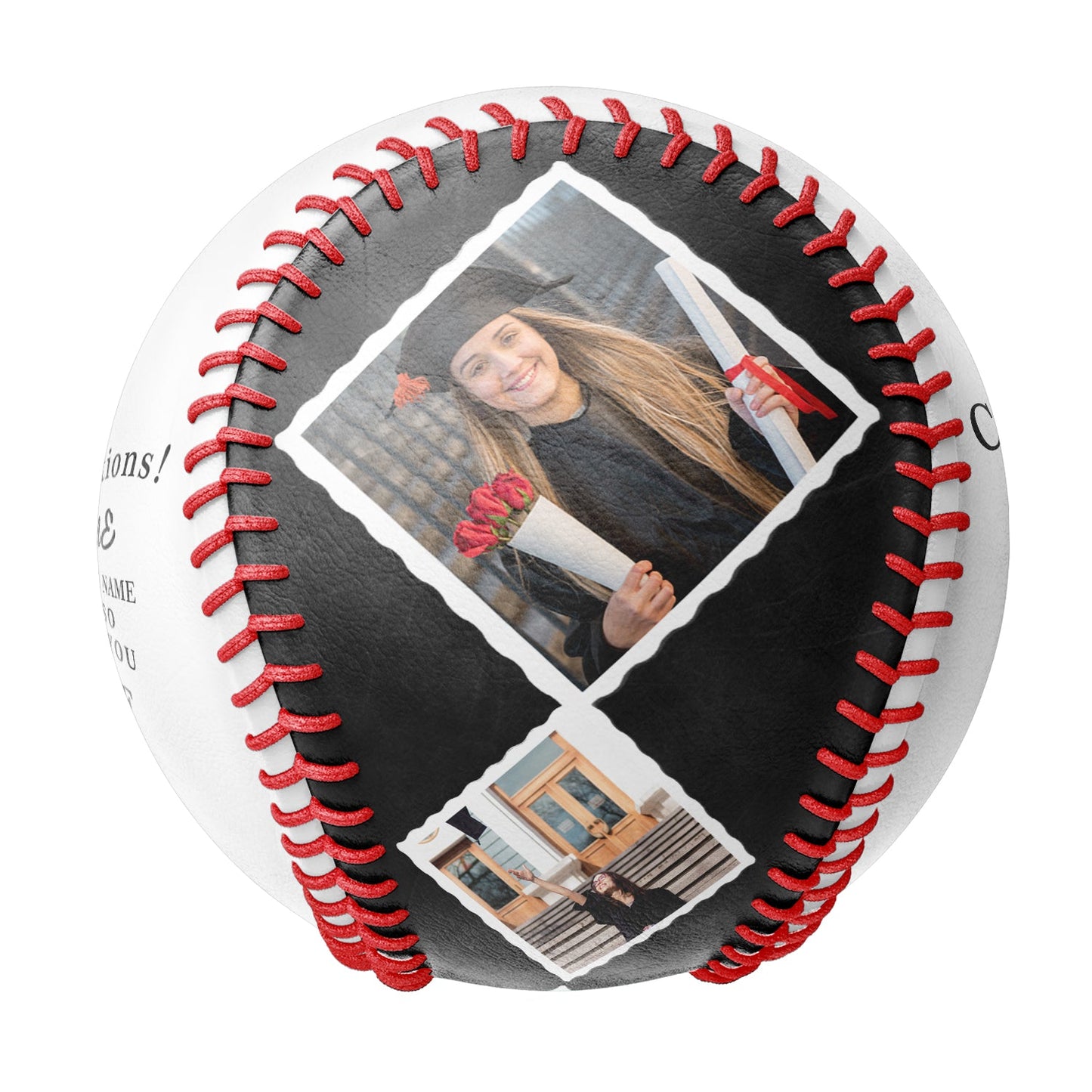 Custom White Graduation 5 Photo Baseballs