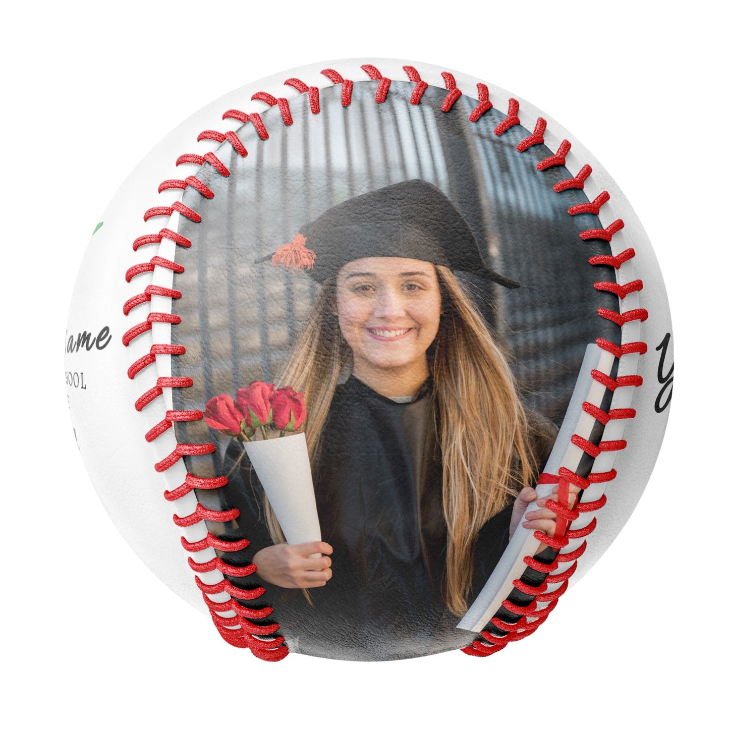 Custom White High School Graduation Photo Baseballs