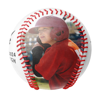 Custom White Graduation 2 Photo Baseballs