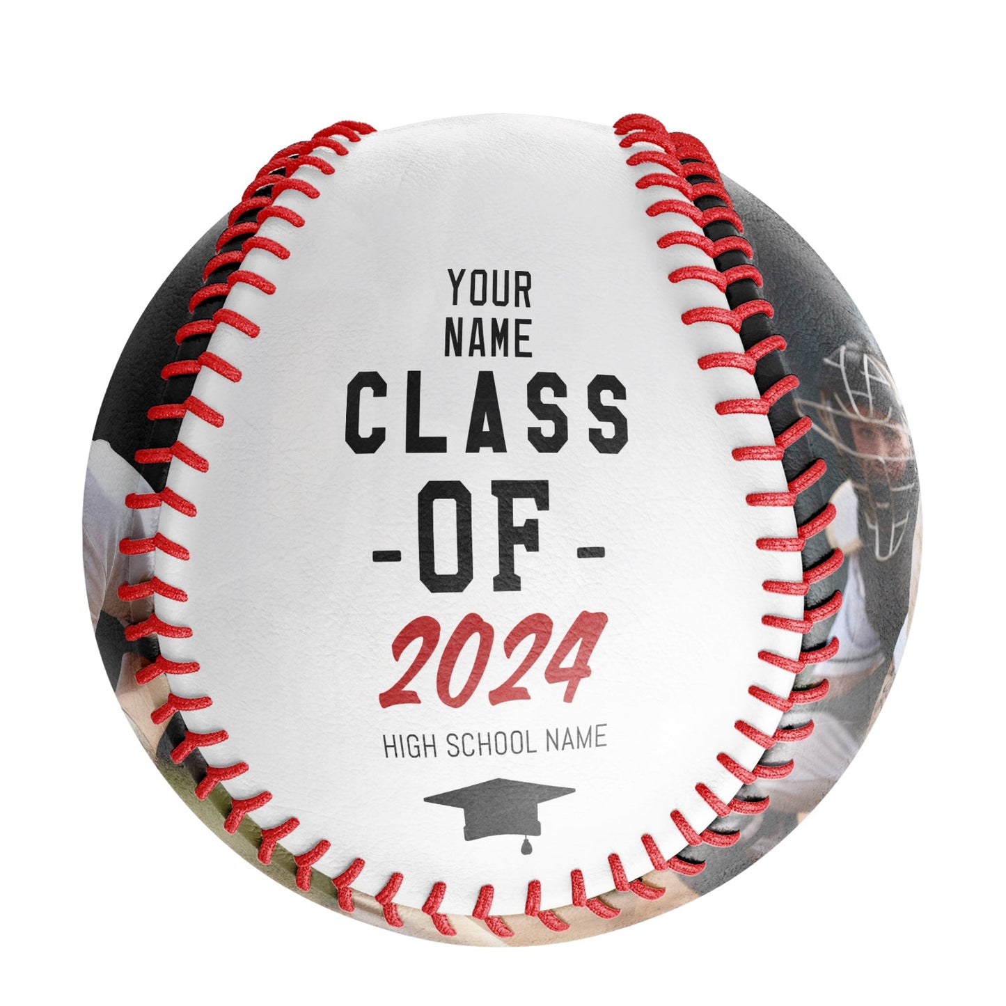 Custom White Graduation Photo Baseballs