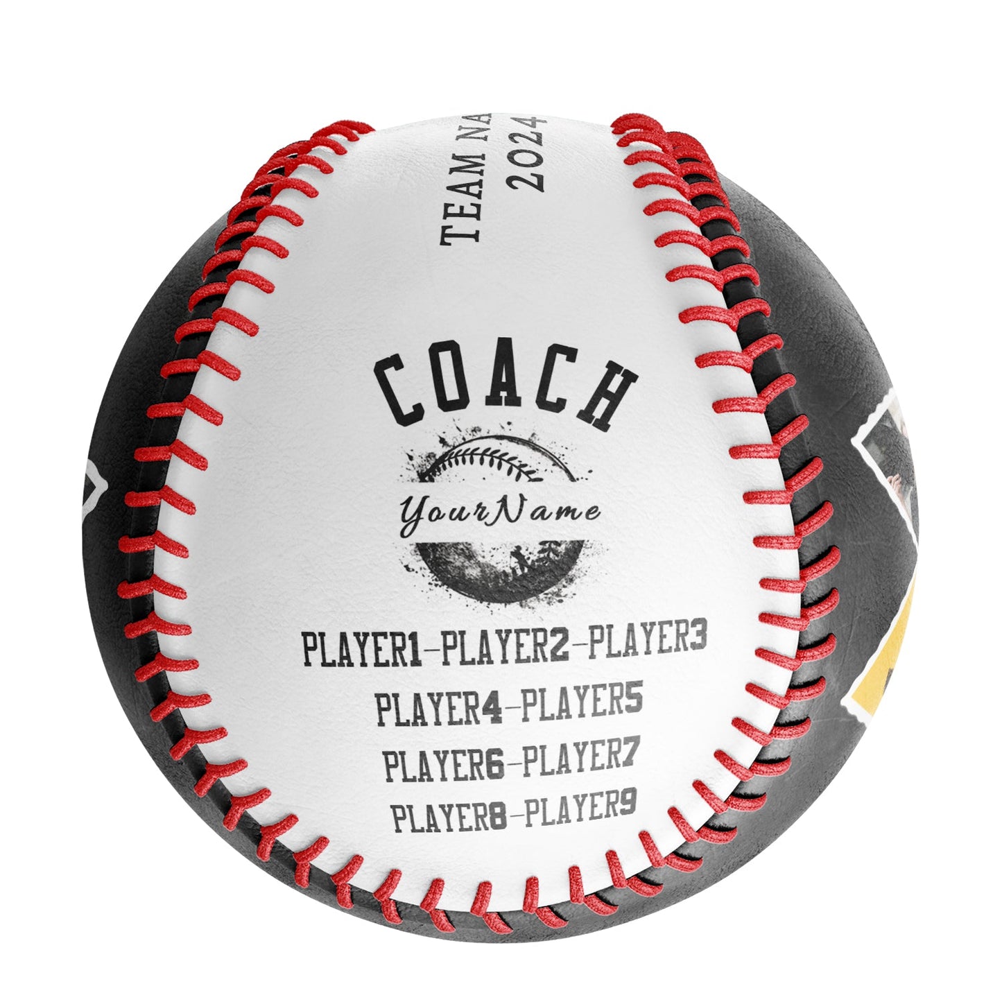 Personalized Black White Thanks Coach Gift Photo Baseballs