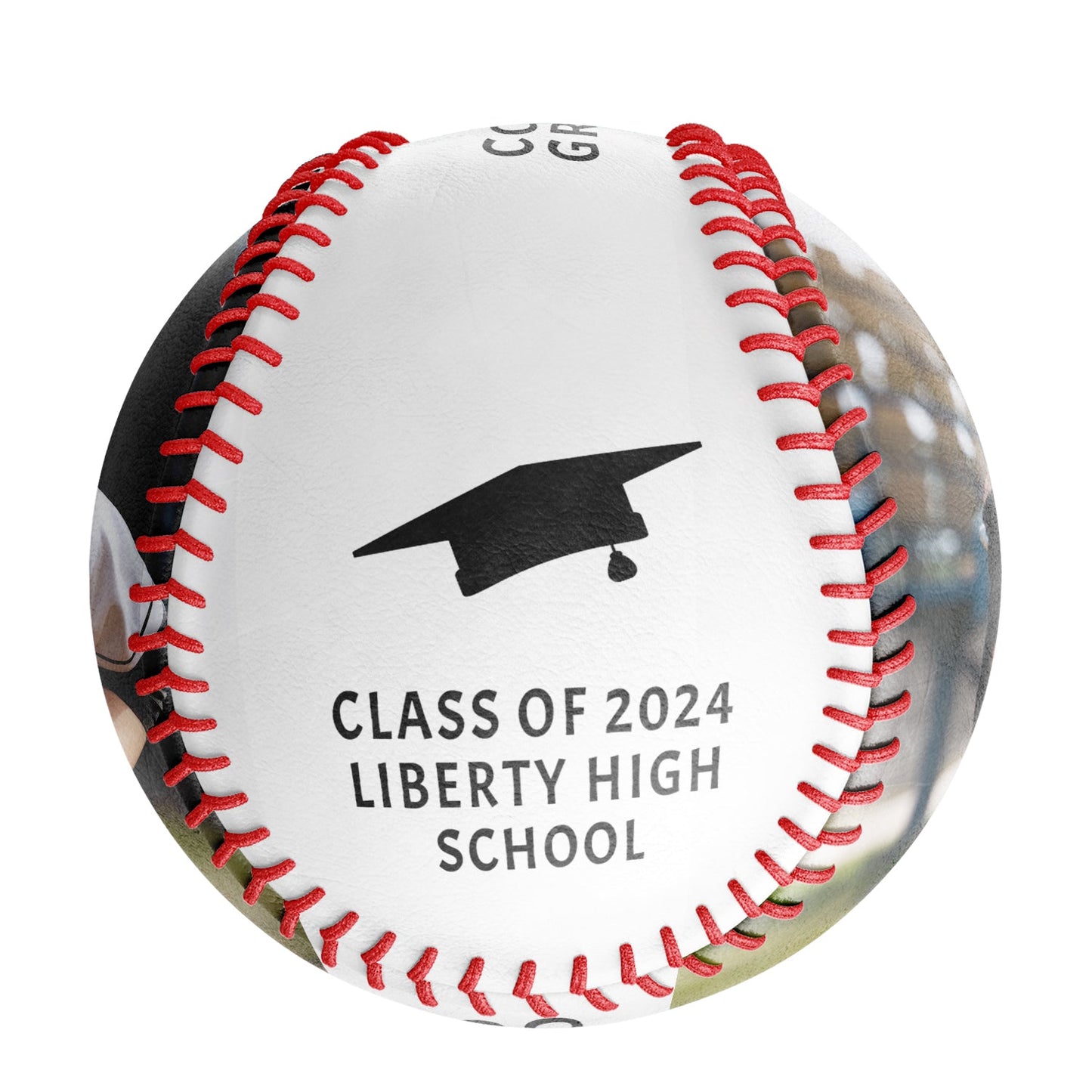 Custom White Graduation 2 Photo Baseballs