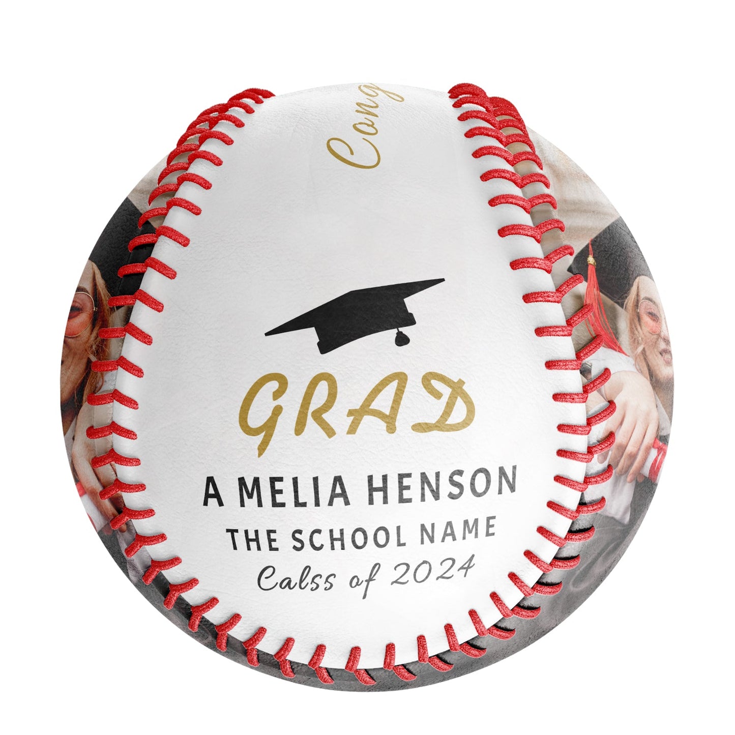 Custom White Graduation Photo Baseballs