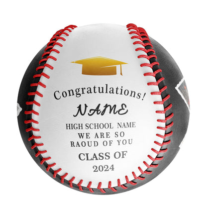 Custom White Graduation 5 Photo Baseballs