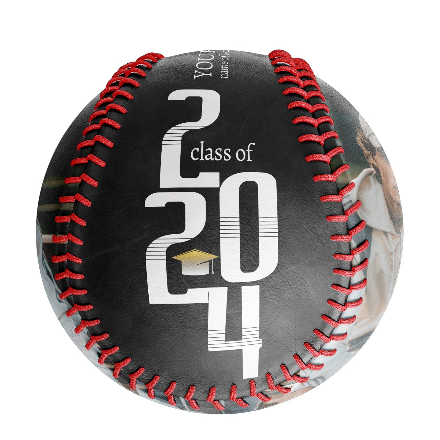 Custom White College Graduation Photo Baseballs