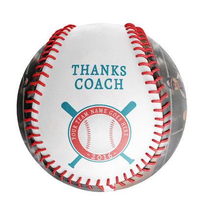 Personalized White Thanks Coach Gift Photo Baseballs