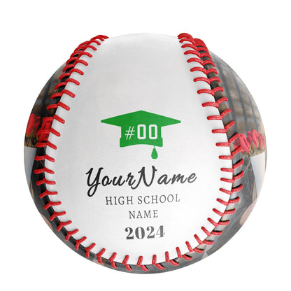 Custom White High School Graduation Photo Baseballs