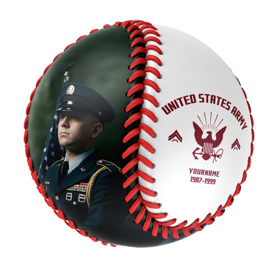 Custom White U.S Veteran Army Photo Baseballs