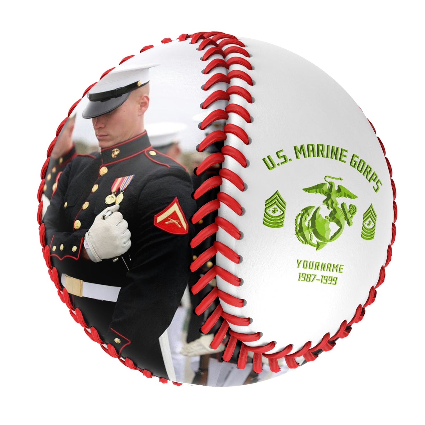 Custom White U.S Veteran Marines Corps Photo Baseballs