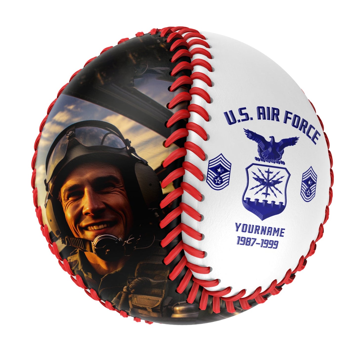 Custom White U.S Veteran Air Force Photo Baseballs