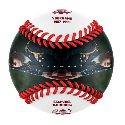 Custom White U.S Veteran Army Photo Baseballs