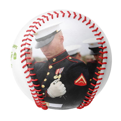 Custom White U.S Veteran Marines Corps Photo Baseballs