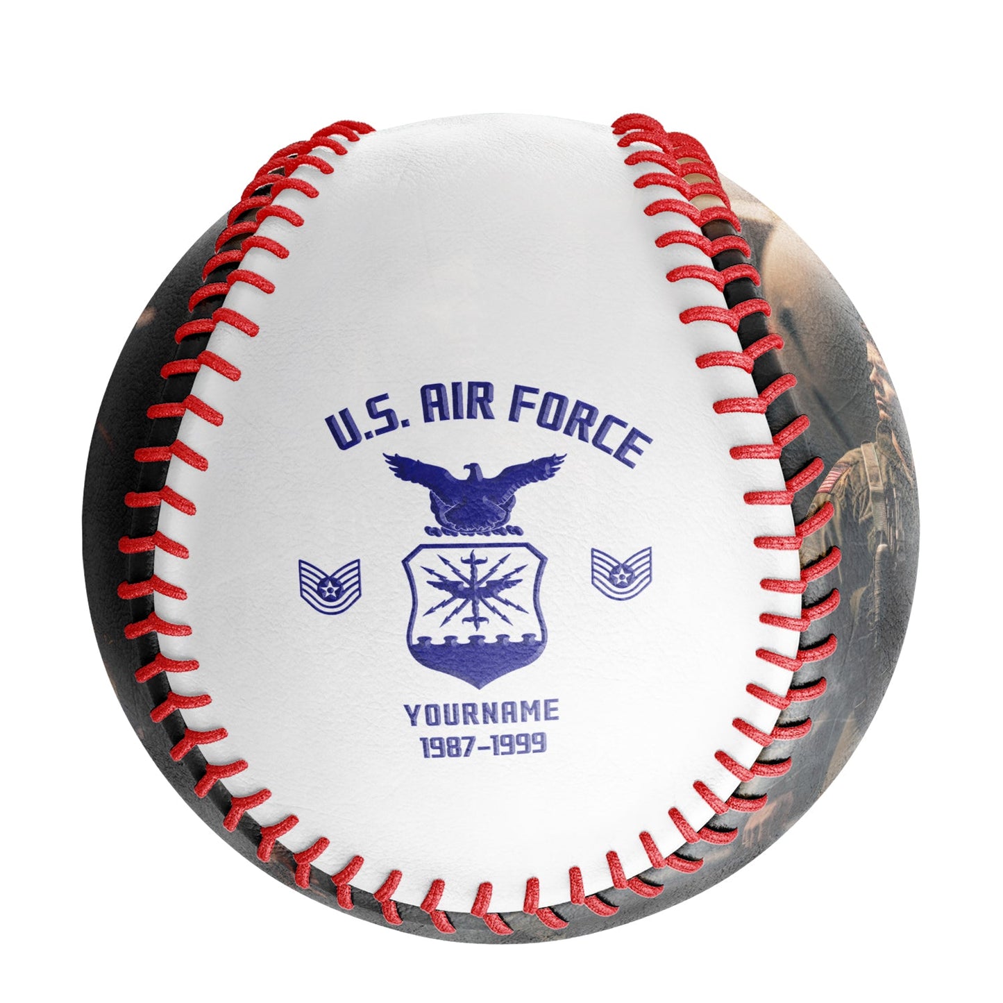 Custom White U.S Veteran Air Force Photo Baseballs