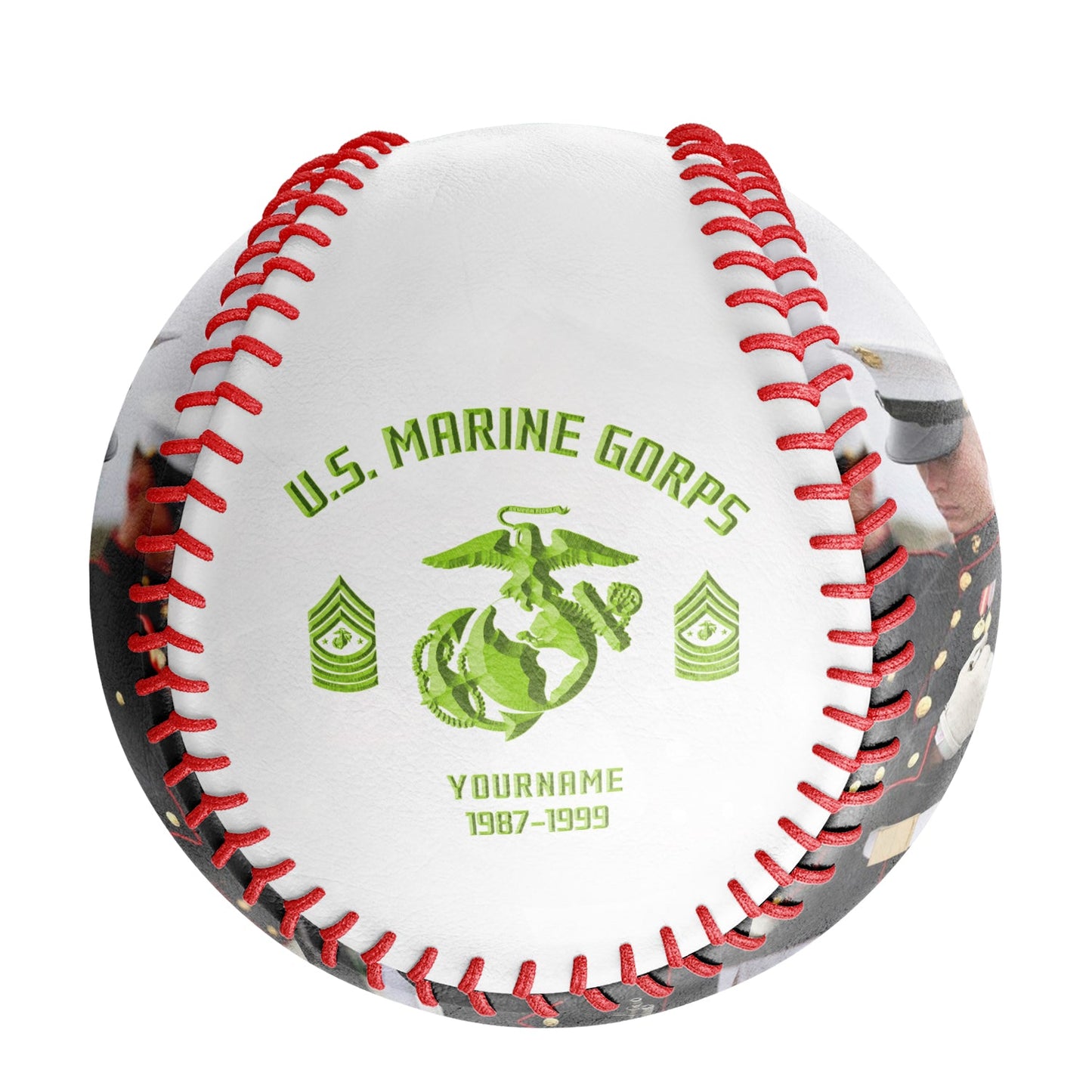 Custom White U.S Veteran Marines Corps Photo Baseballs