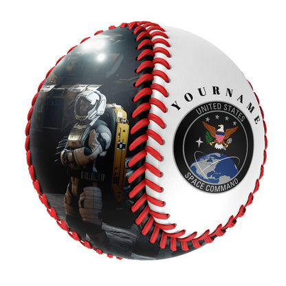 Personalized White U.S Veteran Space Force Photo Baseballs