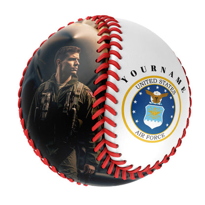 Personalized White U.S Veteran Air Force Photo Baseballs