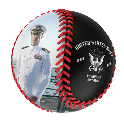 Custom Black U.S Veteran Navy Photo Baseballs