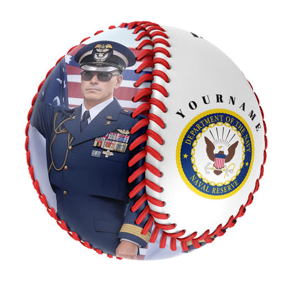 Personalized White U.S Veteran Navy Photo Baseballs