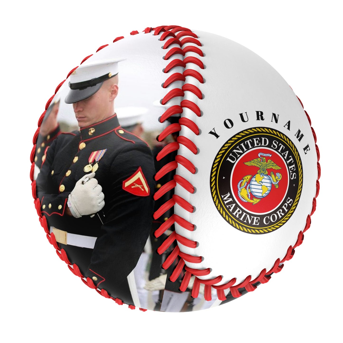 Personalized White U.S Veteran Marines Corps Photo Baseballs