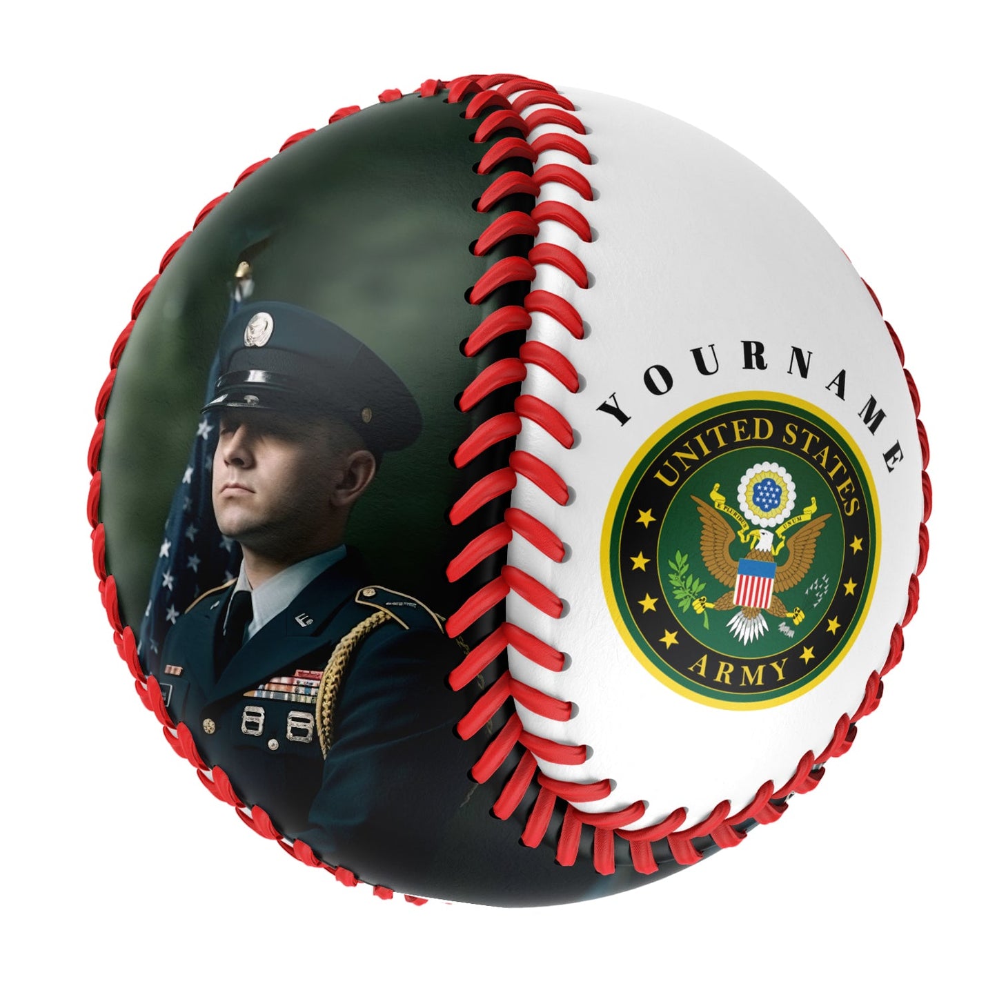 Personalized White U.S Veteran Army Photo Baseballs