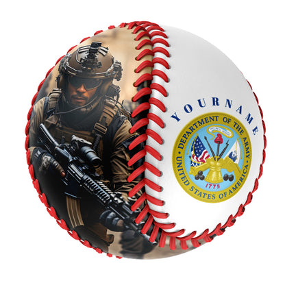 Personalized White U.S Veteran Army Photo Baseballs