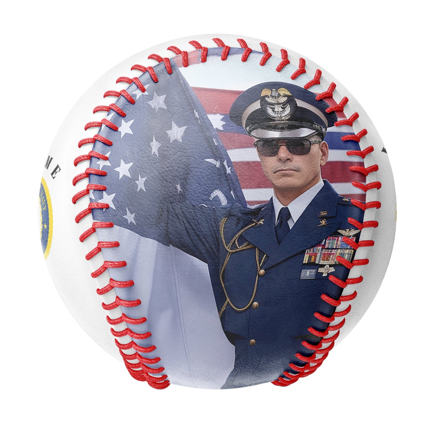 Personalized White U.S Veteran Navy Photo Baseballs