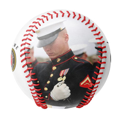 Personalized White U.S Veteran Marines Corps Photo Baseballs