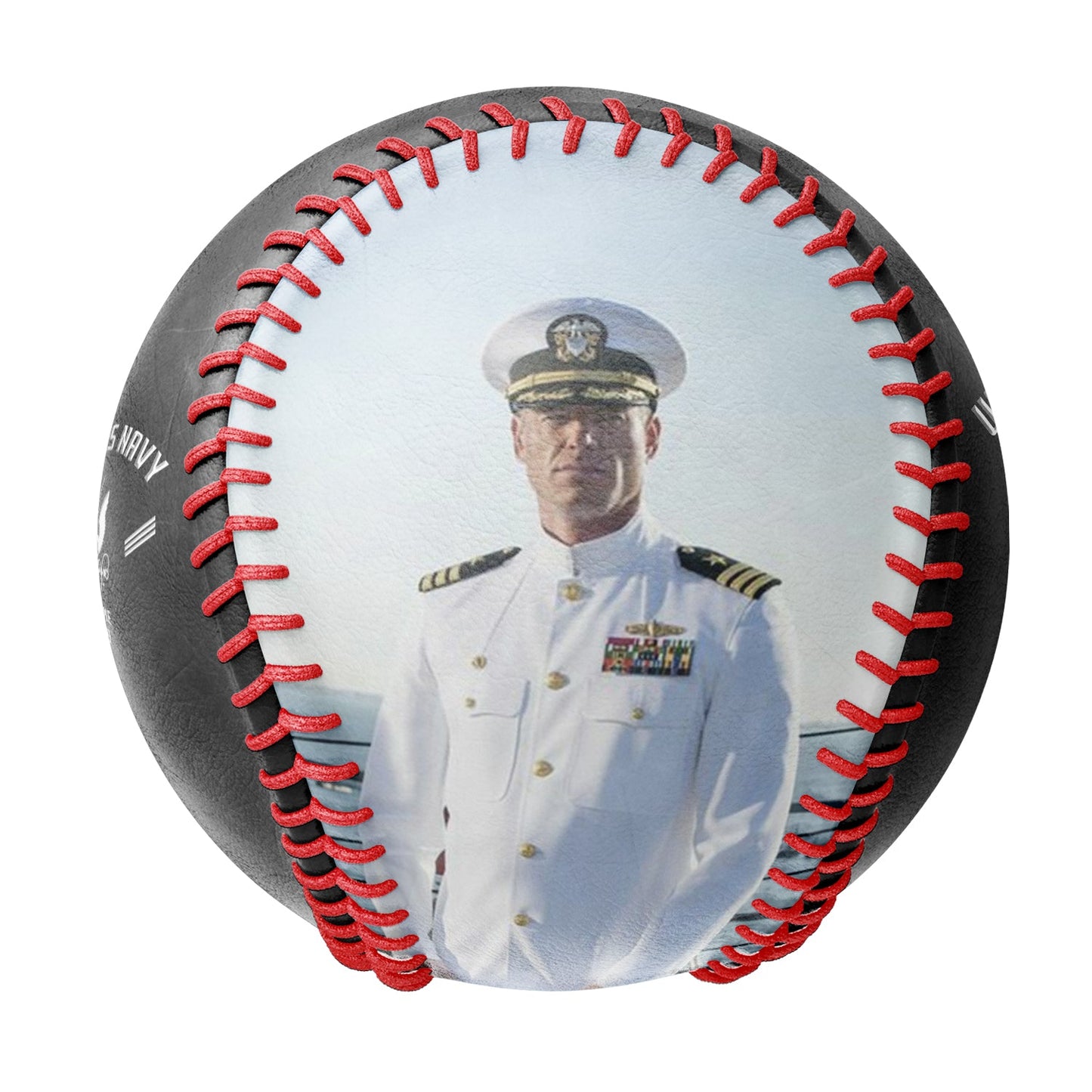 Custom Black U.S Veteran Navy Photo Baseballs