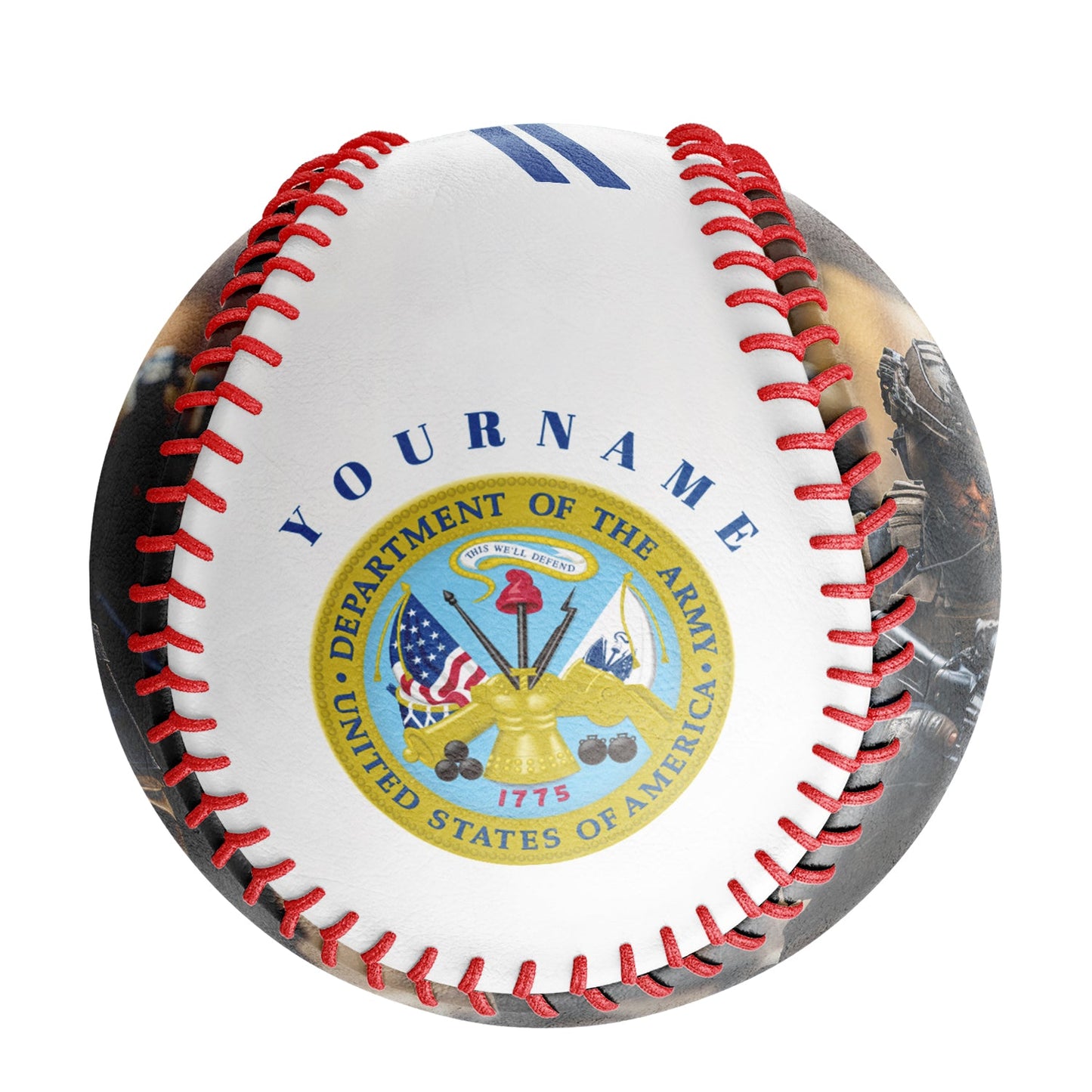 Personalized White U.S Veteran Army Photo Baseballs