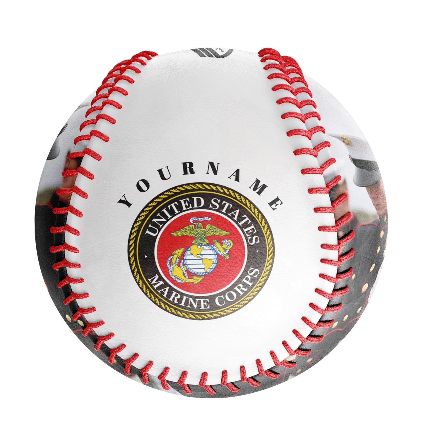 Personalized White U.S Veteran Marines Corps Photo Baseballs