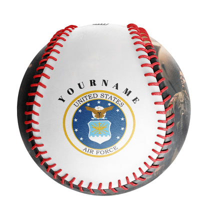 Personalized White U.S Veteran Air Force Photo Baseballs