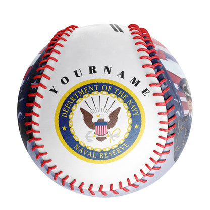 Personalized White U.S Veteran Navy Photo Baseballs