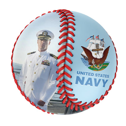 Custom Light Blue U.S Veteran Navy Photo Baseballs