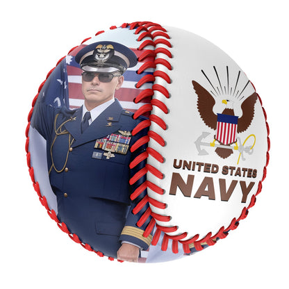 Custom White U.S Veteran Navy Photo Baseballs