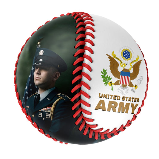 Custom White U.S Veteran Army Photo Baseballs