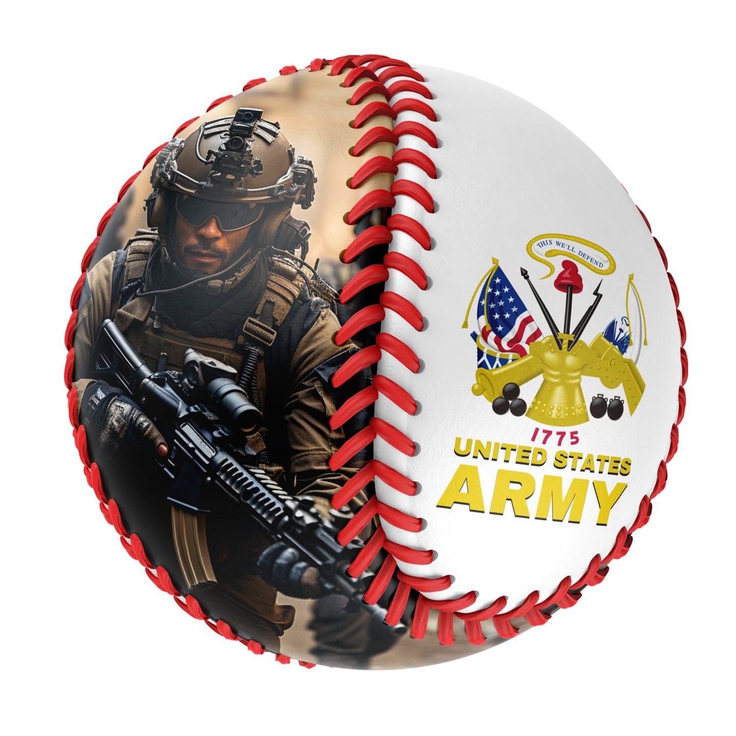 Custom White U.S Veteran Army Photo Baseballs