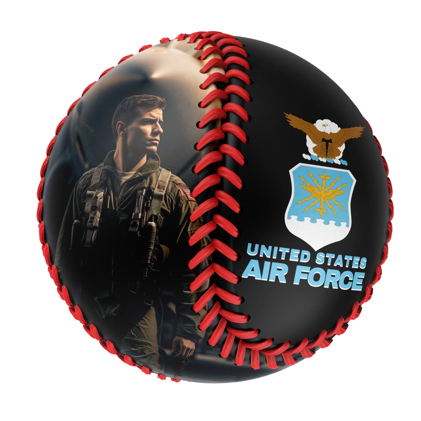 Custom Black U.S Veteran Air Force Photo Baseballs